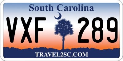 SC license plate VXF289