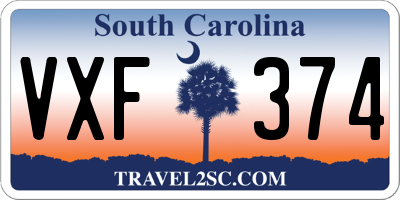 SC license plate VXF374