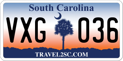 SC license plate VXG036