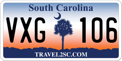 SC license plate VXG106