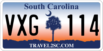 SC license plate VXG114