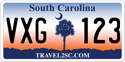 SC license plate VXG123