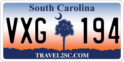 SC license plate VXG194