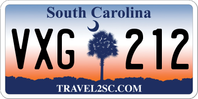 SC license plate VXG212
