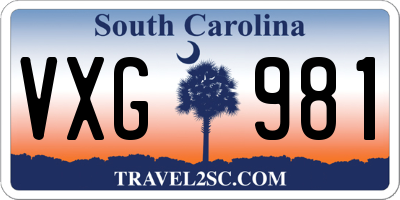 SC license plate VXG981
