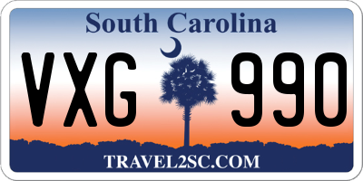 SC license plate VXG990