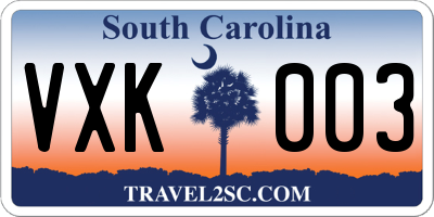 SC license plate VXK003