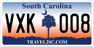 SC license plate VXK008