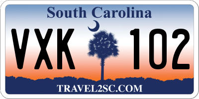 SC license plate VXK102