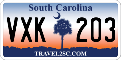 SC license plate VXK203