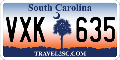 SC license plate VXK635