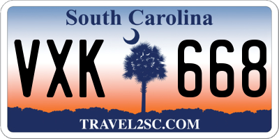 SC license plate VXK668
