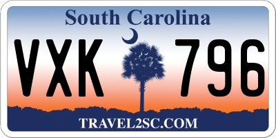 SC license plate VXK796