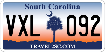 SC license plate VXL092