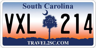 SC license plate VXL214
