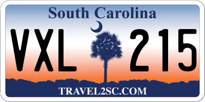 SC license plate VXL215