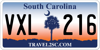 SC license plate VXL216