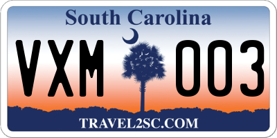 SC license plate VXM003
