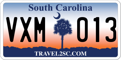 SC license plate VXM013