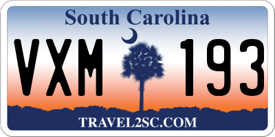 SC license plate VXM193