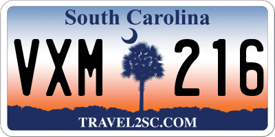 SC license plate VXM216