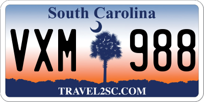 SC license plate VXM988