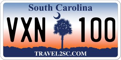 SC license plate VXN100