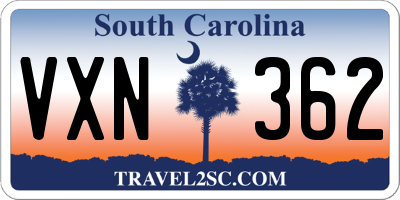 SC license plate VXN362