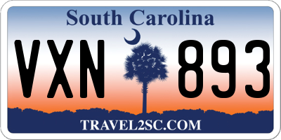 SC license plate VXN893