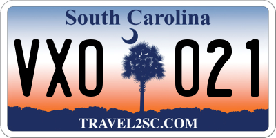 SC license plate VXO021