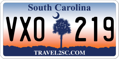 SC license plate VXO219