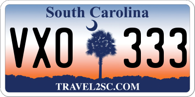 SC license plate VXO333