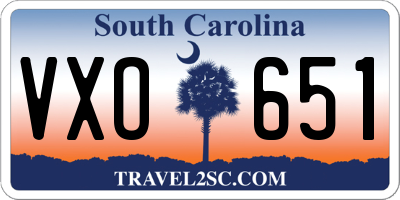 SC license plate VXO651