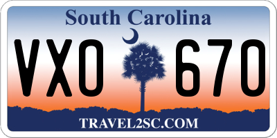 SC license plate VXO670