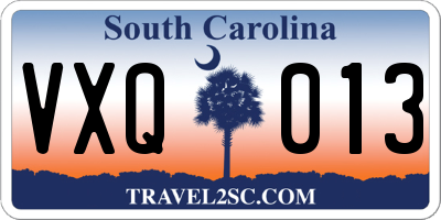SC license plate VXQ013