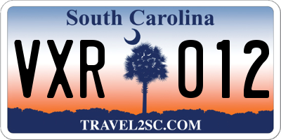 SC license plate VXR012