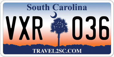 SC license plate VXR036