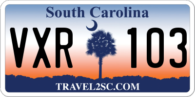 SC license plate VXR103
