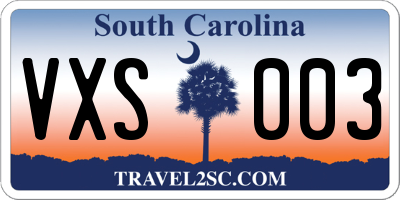 SC license plate VXS003