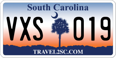SC license plate VXS019