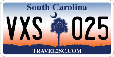 SC license plate VXS025