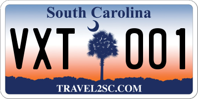 SC license plate VXT001