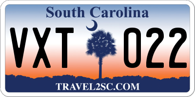 SC license plate VXT022