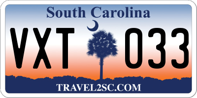 SC license plate VXT033