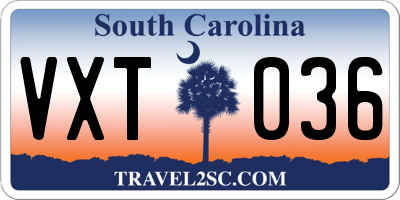 SC license plate VXT036