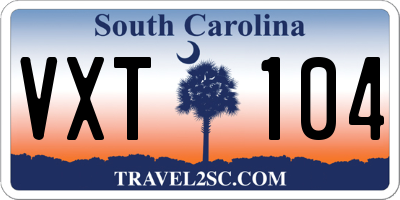SC license plate VXT104