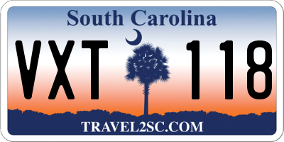 SC license plate VXT118