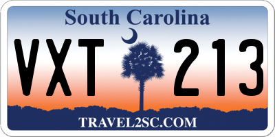 SC license plate VXT213