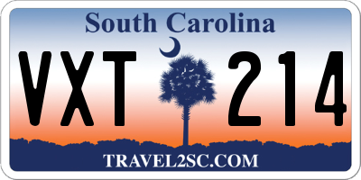 SC license plate VXT214