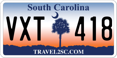 SC license plate VXT418